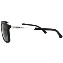 Emporio Armani Polarised|Rectangle^Sunglasses 4058 5063/81 Black Rubber Grey Polarized
