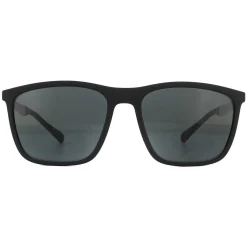 Emporio Armani Rectangle^Sunglasses EA4150 506387 Rubber Black Grey