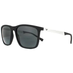 Emporio Armani Rectangle^Sunglasses EA4150 506387 Rubber Black Grey