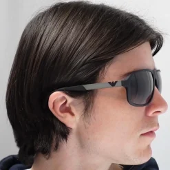 Emporio Armani Aviator^Sunglasses 4029 50638G Black Rubber Grey Gradient