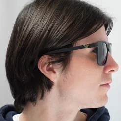 Emporio Armani Square^Sunglasses 4129 50016G Matte Black Light Grey Mirror Bl
