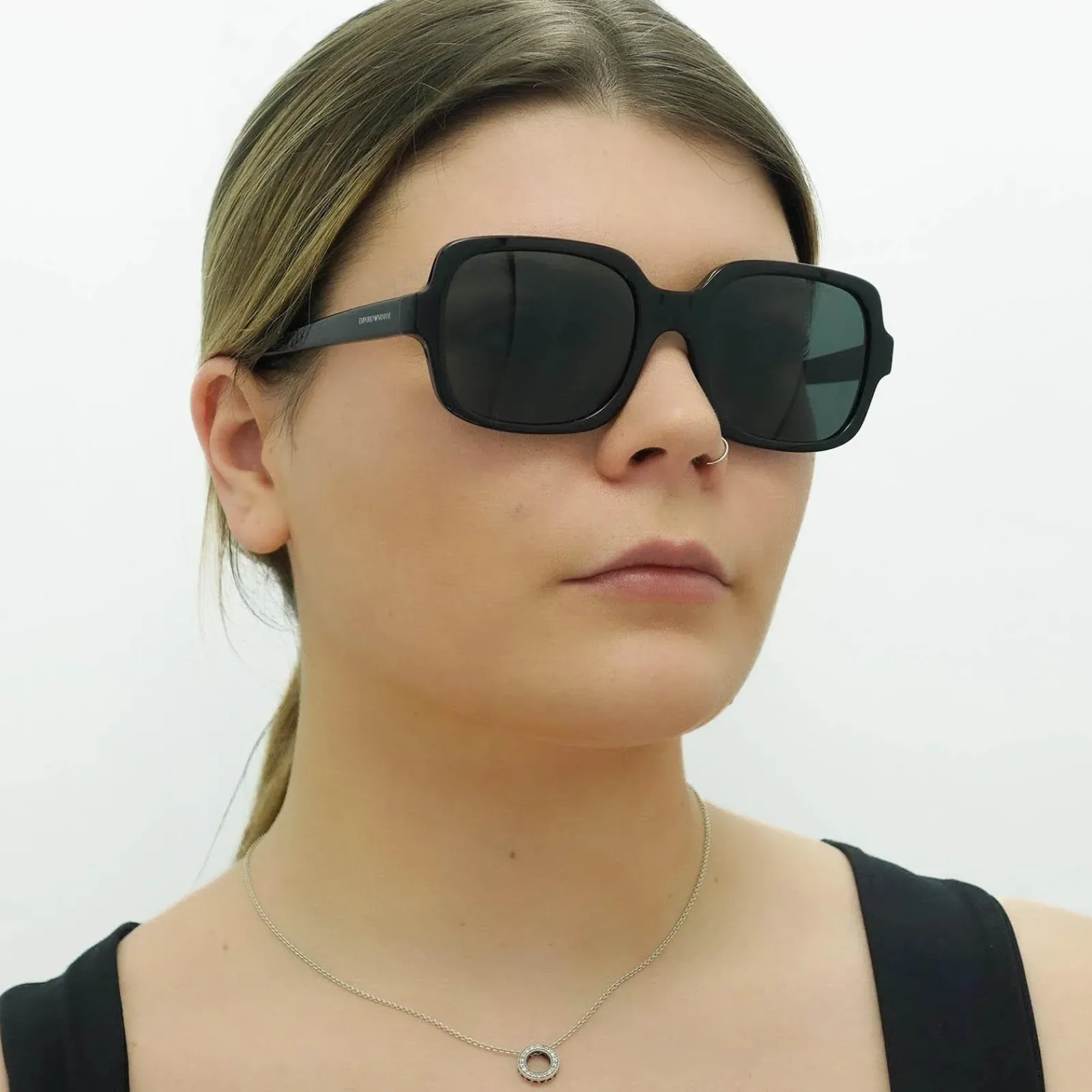 Emporio Armani Square^Sunglasses EA4195 501787 Shiny Black Dark Grey