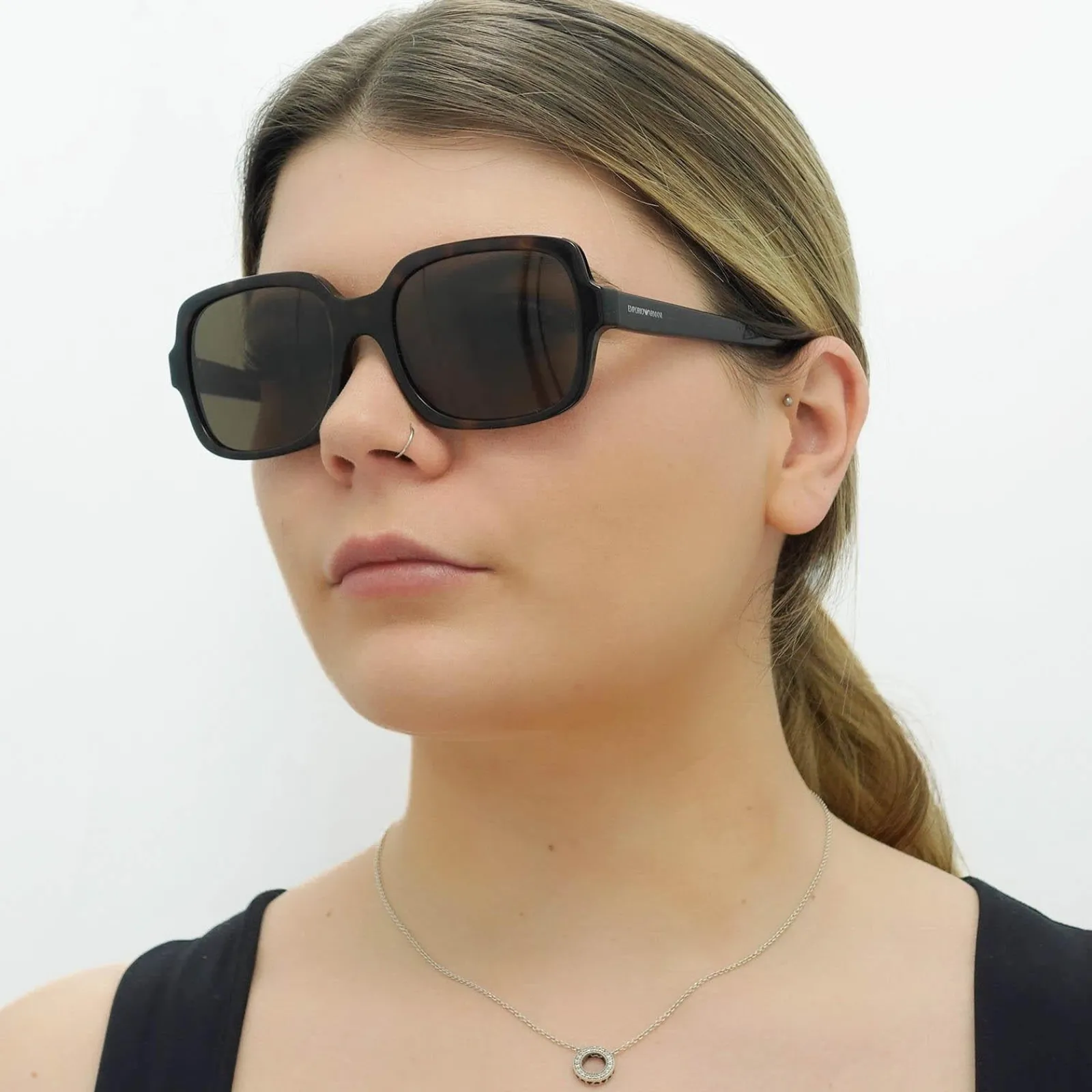 Emporio Armani Square^Sunglasses EA4195 502673 Shiny Havana Dark Brown