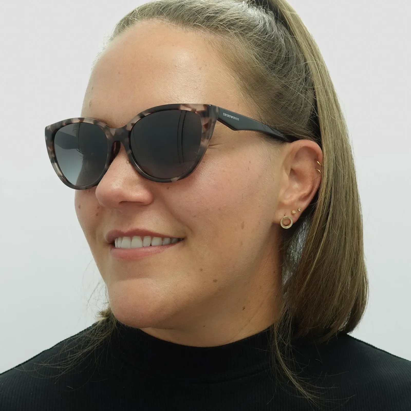 Emporio Armani Cat-Eye^Sunglasses EA4162 54108G Shiny Pink Havana Grey Gradien