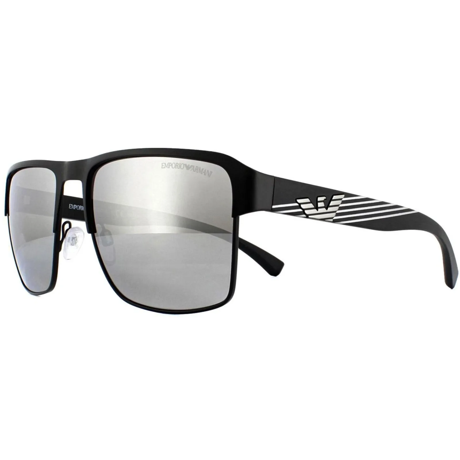Emporio Armani Polarised^Sunglasses EA2066 3001Z3 Matte Black Grey Mirror Silver