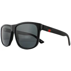Gucci Gucci|Rectangle^Sunglasses GG0010S 001 Black Rubber Grey