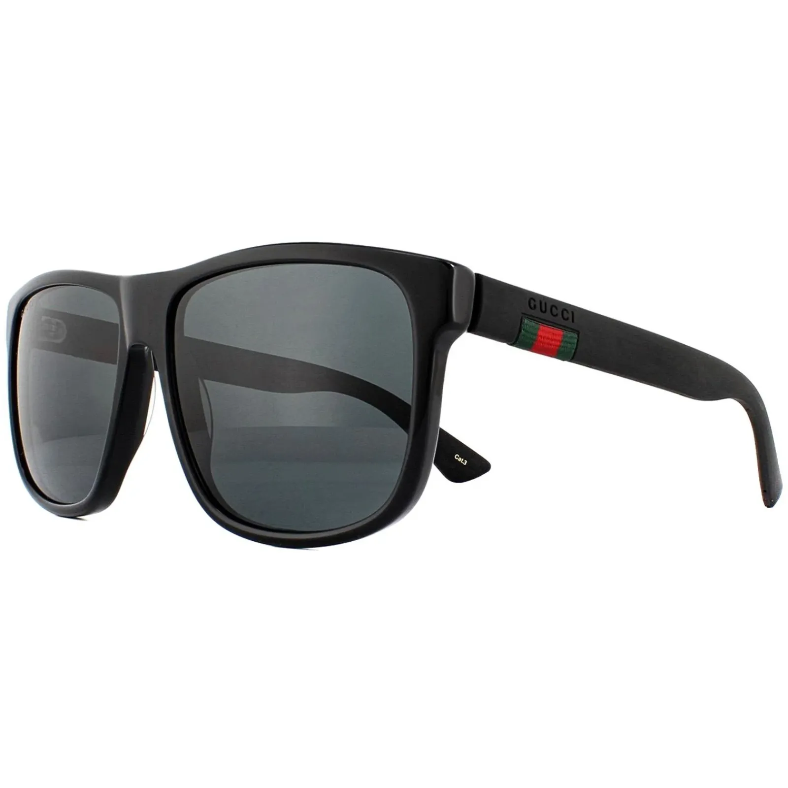 Gucci Gucci|Rectangle^Sunglasses GG0010S 001 Black Rubber Grey