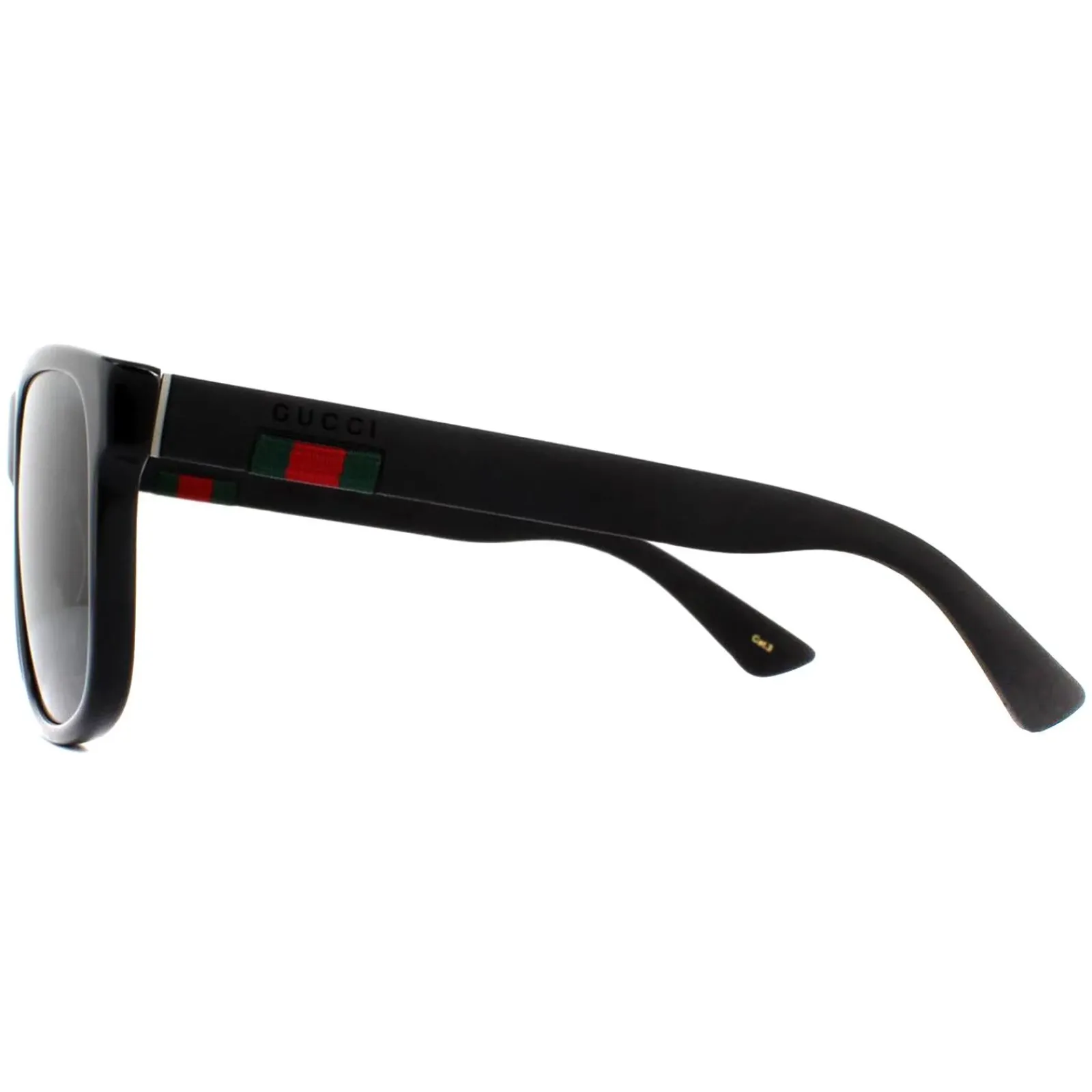 Gucci Gucci|Rectangle^Sunglasses GG0010S 001 Black Rubber Grey