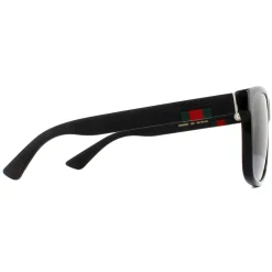 Gucci Gucci|Rectangle^Sunglasses GG0010S 001 Black Rubber Grey