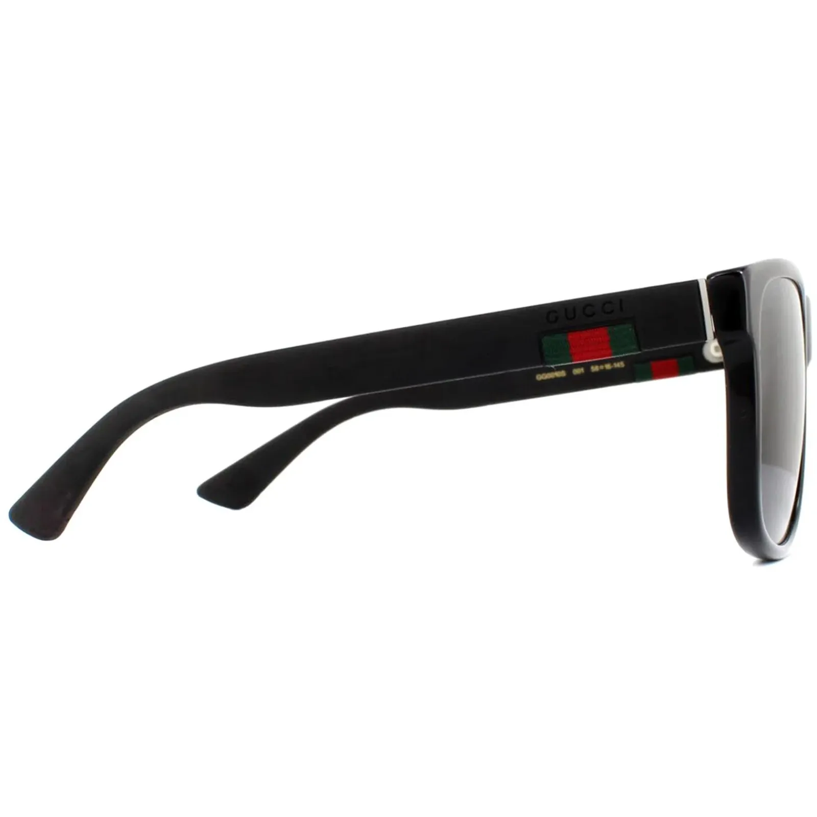 Gucci Gucci|Rectangle^Sunglasses GG0010S 001 Black Rubber Grey