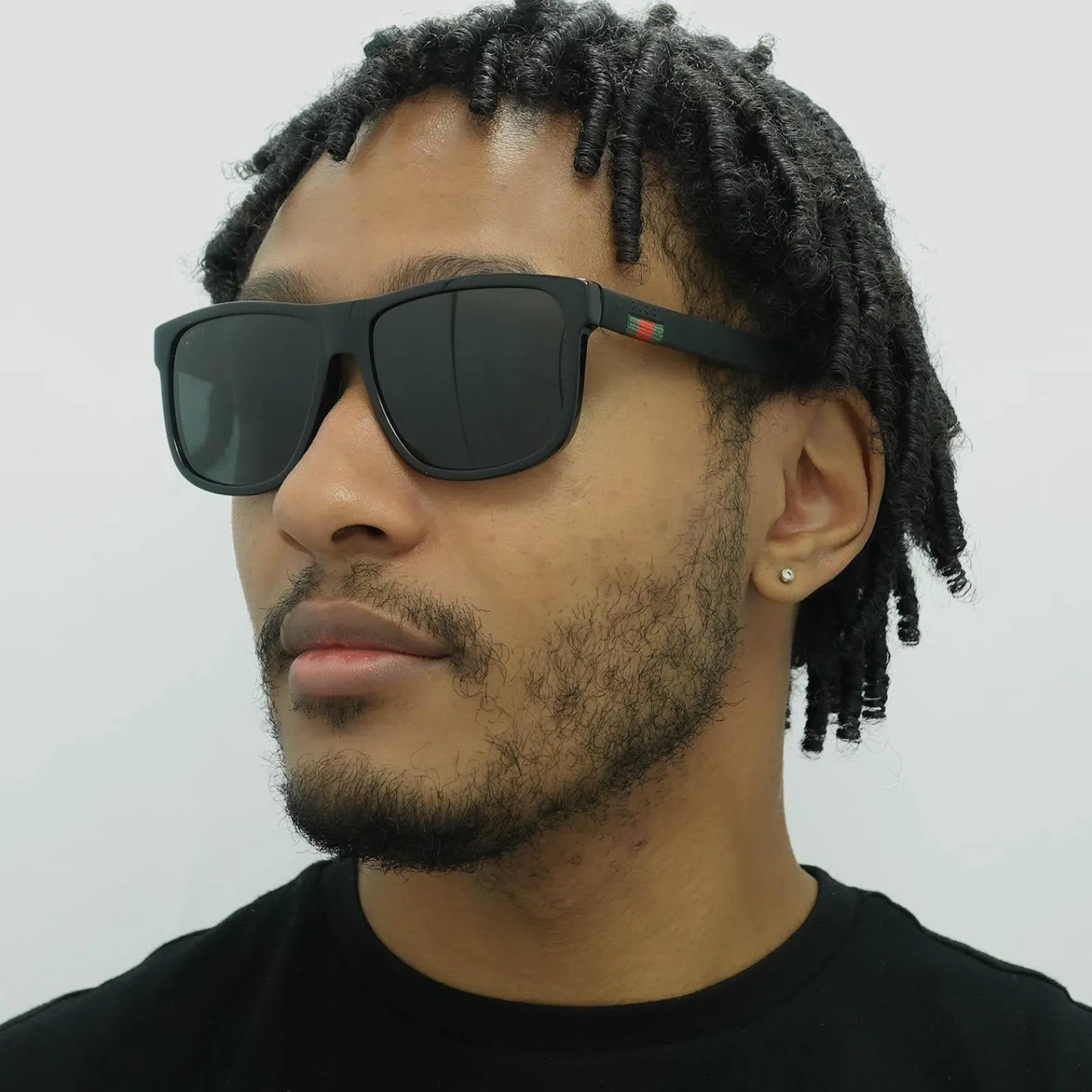 Gucci Gucci|Rectangle^Sunglasses GG0010S 001 Black Rubber Grey