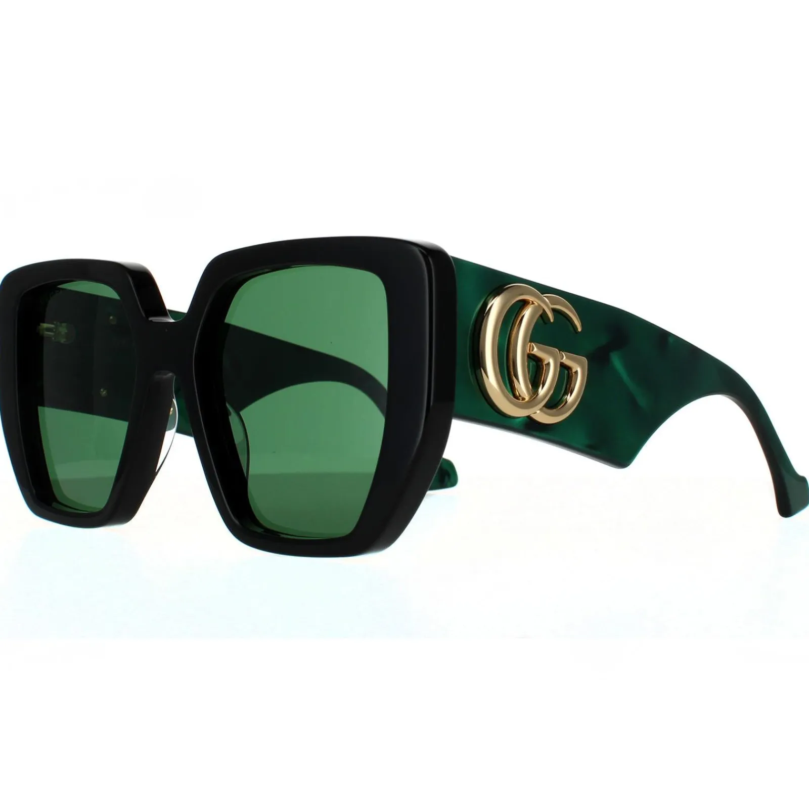 Gucci Gucci|Square^Sunglasses GG0956S 001 Black and Green Swirl Green