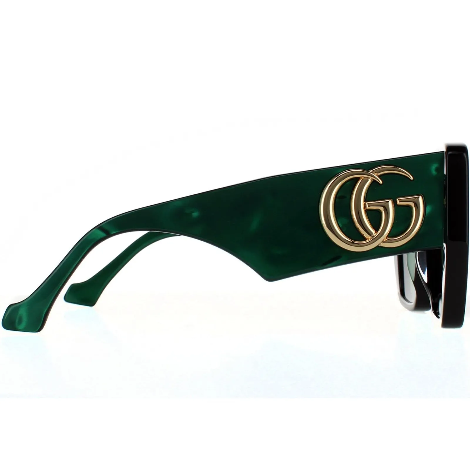 Gucci Gucci|Square^Sunglasses GG0956S 001 Black and Green Swirl Green