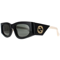 Gucci Gucci|Rectangle^Sunglasses GG1664S 001 Black with Ivory Grey