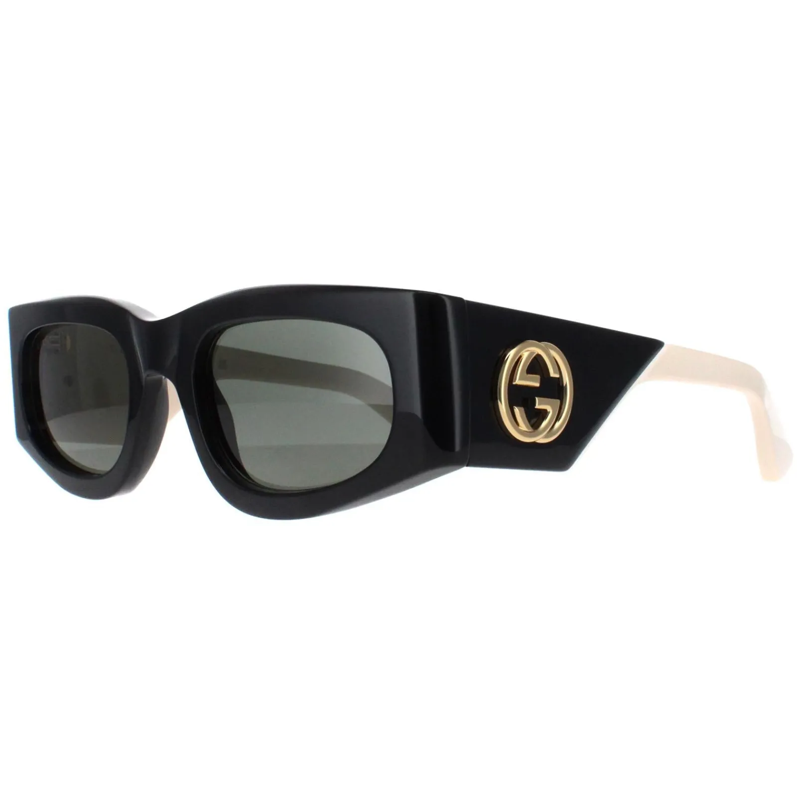 Gucci Gucci|Rectangle^Sunglasses GG1664S 001 Black with Ivory Grey