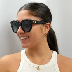 Gucci Gucci|Cat-Eye^Sunglasses GG0327S 001 Black Grey Gradient