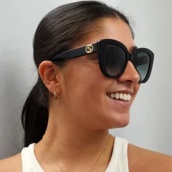 Gucci Gucci|Cat-Eye^Sunglasses GG0327S 001 Black Grey Gradient