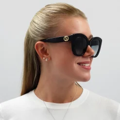 Gucci Gucci|Cat-Eye^Sunglasses GG0327S 001 Black Grey Gradient