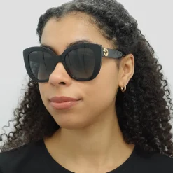 Gucci Gucci|Cat-Eye^Sunglasses GG0327S 001 Black Grey Gradient