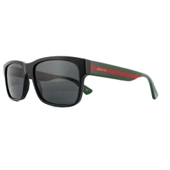 Gucci Rectangle|Gucci^Sunglasses GG0340S 006 Black Green Red Grey