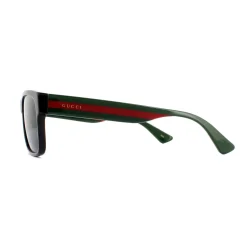 Gucci Rectangle|Gucci^Sunglasses GG0340S 006 Black Green Red Grey