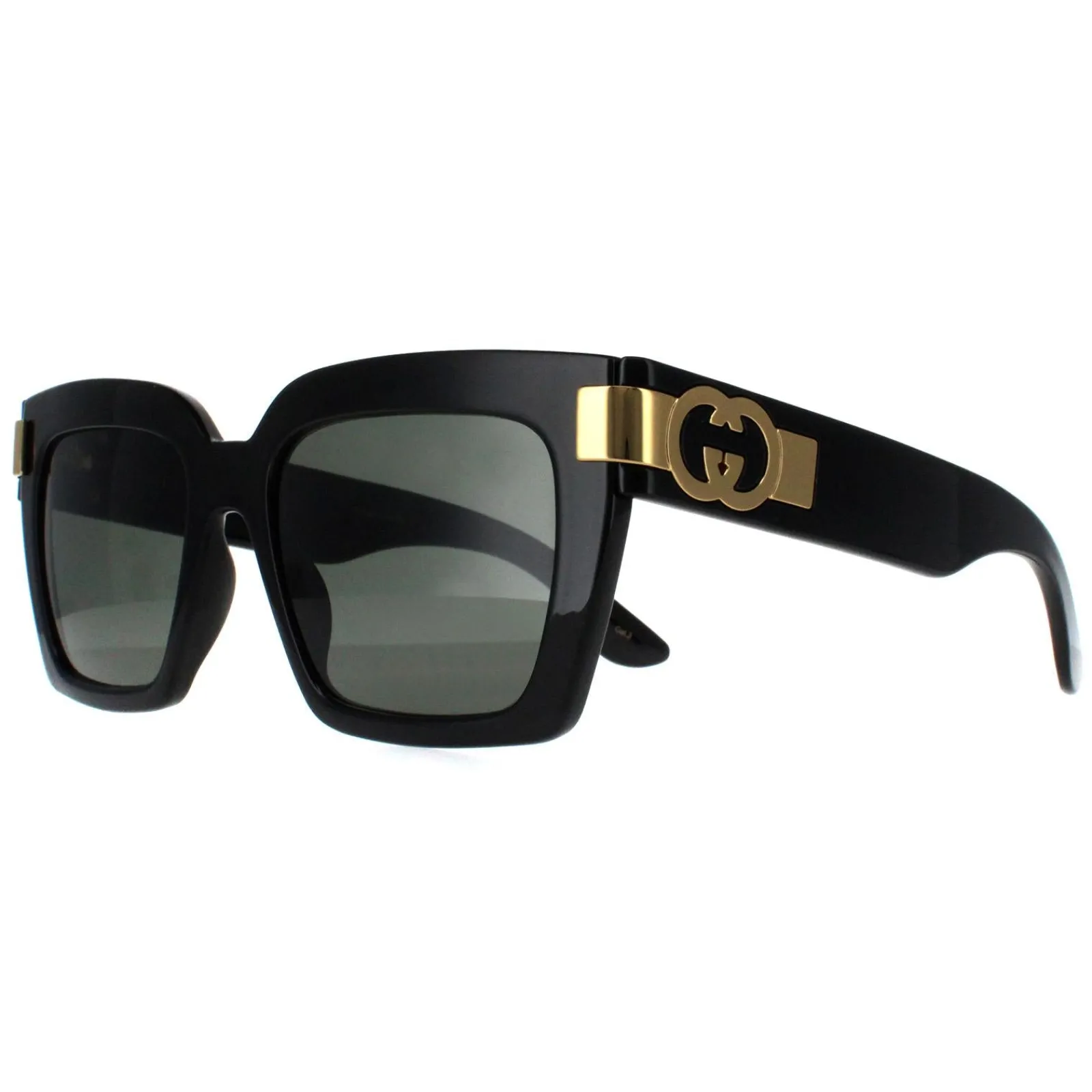 Gucci Gucci|Square^Sunglasses GG1689S 001 Black with Gold Grey