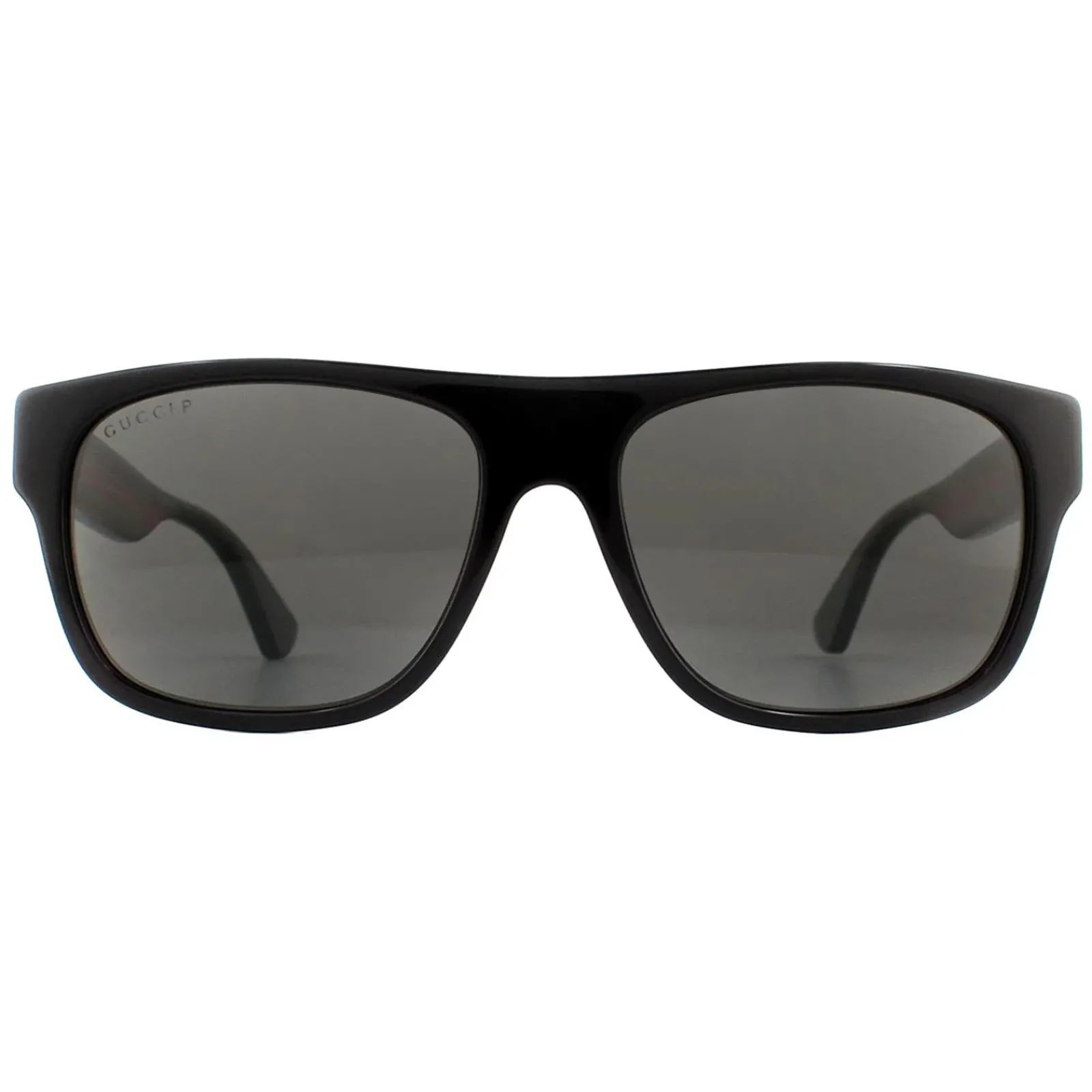 Gucci Polarised|Gucci^Sunglasses GG0341S 002 Black with Green and Red Stripe Grey Pola