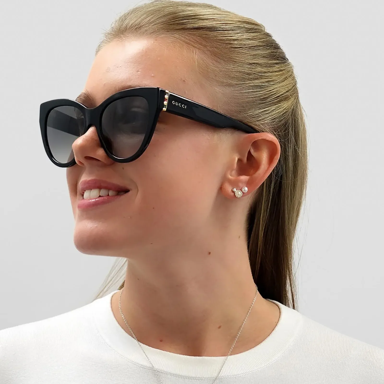 Gucci Gucci|Cat-Eye^Sunglasses GG0460S 001 Black Grey Gradient