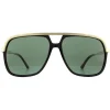 Gucci Gucci|Aviator^Sunglasses GG0200S 001 Black and Gold Green