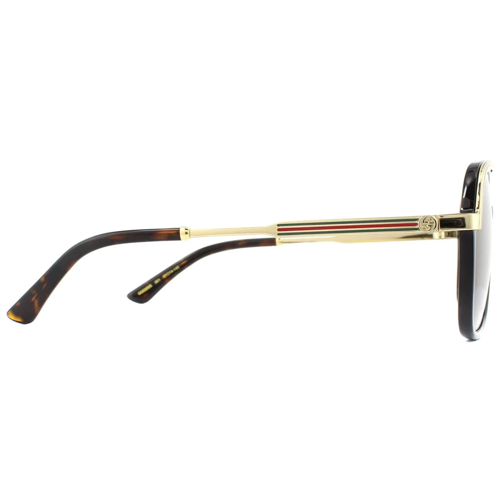 Gucci Gucci|Aviator^Sunglasses GG0200S 001 Black and Gold Green