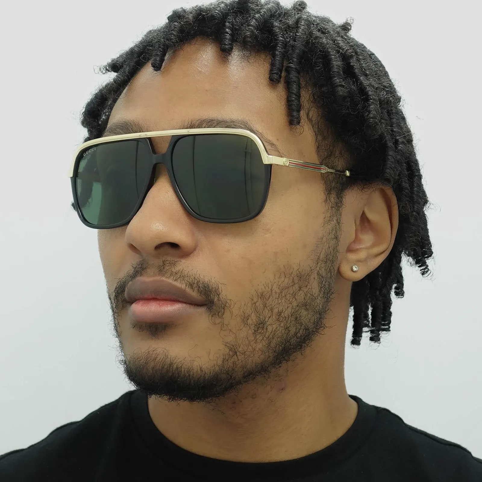 Gucci Gucci|Aviator^Sunglasses GG0200S 001 Black and Gold Green