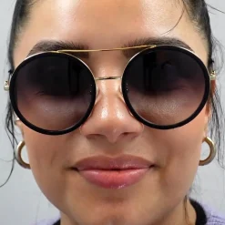 Gucci Gucci|Gucci^Sunglasses GG0061S 001 Black Gold Grey Gradient