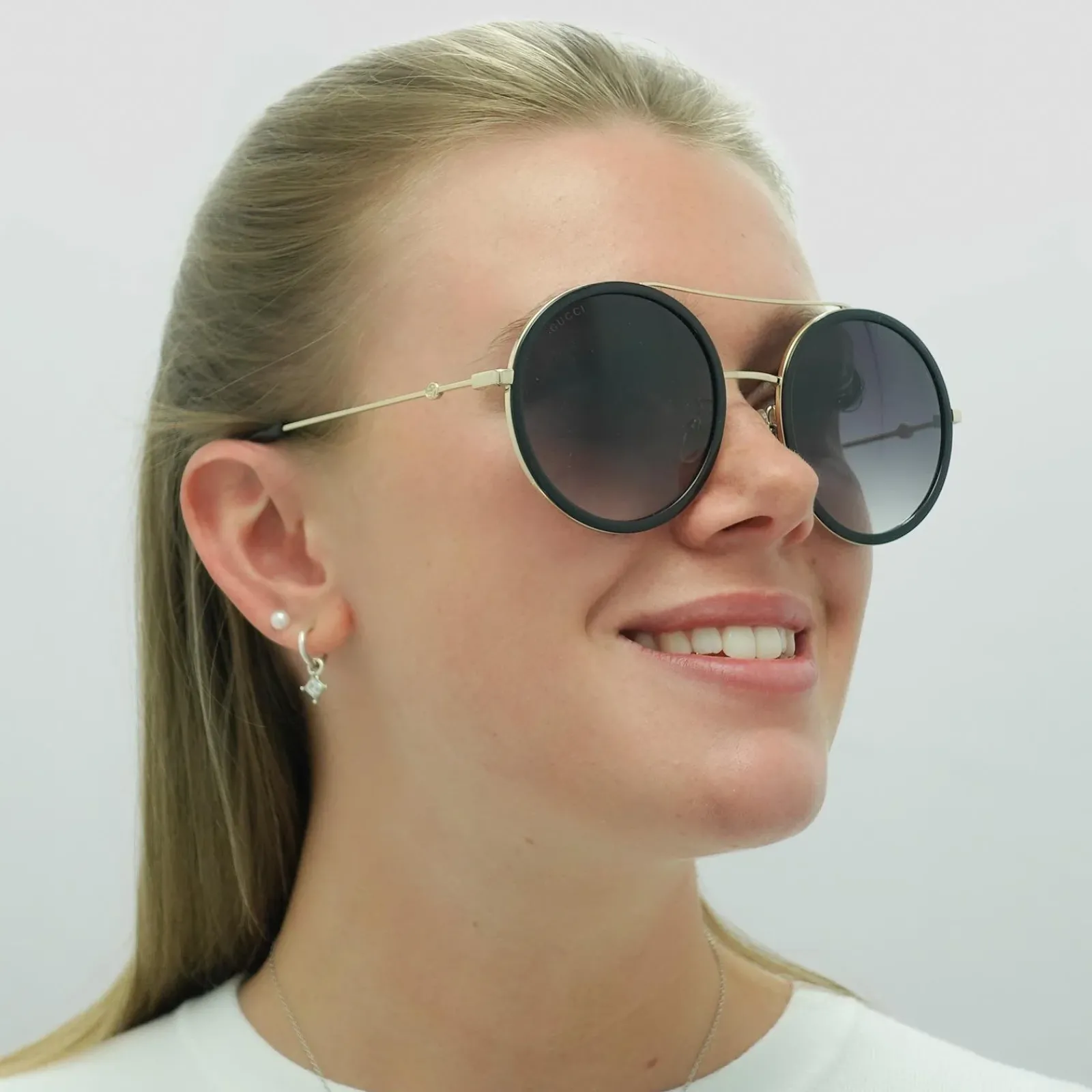Gucci Gucci|Gucci^Sunglasses GG0061S 001 Black Gold Grey Gradient