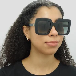 Gucci Gucci|Square^Sunglasses GG0328S 001 Black Grey Gradient