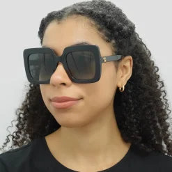 Gucci Gucci|Square^Sunglasses GG0328S 001 Black Grey Gradient