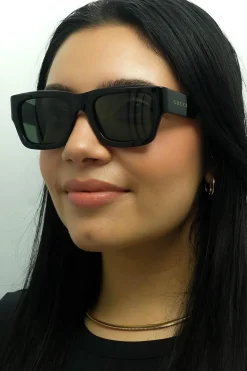 Gucci Gucci|Square^Sunglasses GG1668S 001 Black with Havana Grey