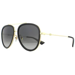 Gucci Gucci|Aviator^Sunglasses GG0062S 011 Black And Gold Grey Gradient Polarized