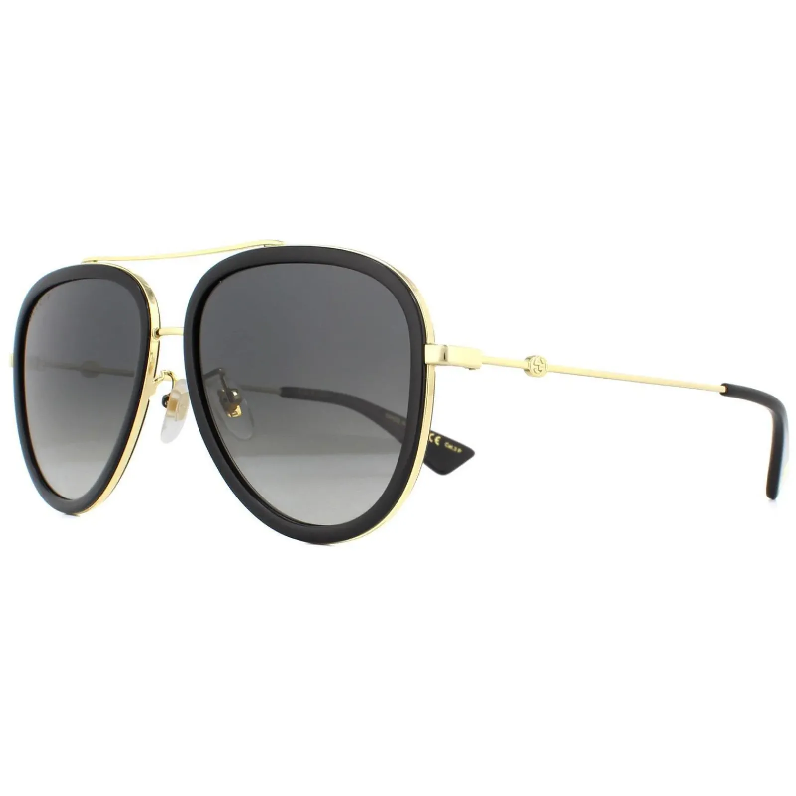 Gucci Gucci|Aviator^Sunglasses GG0062S 011 Black And Gold Grey Gradient Polarized