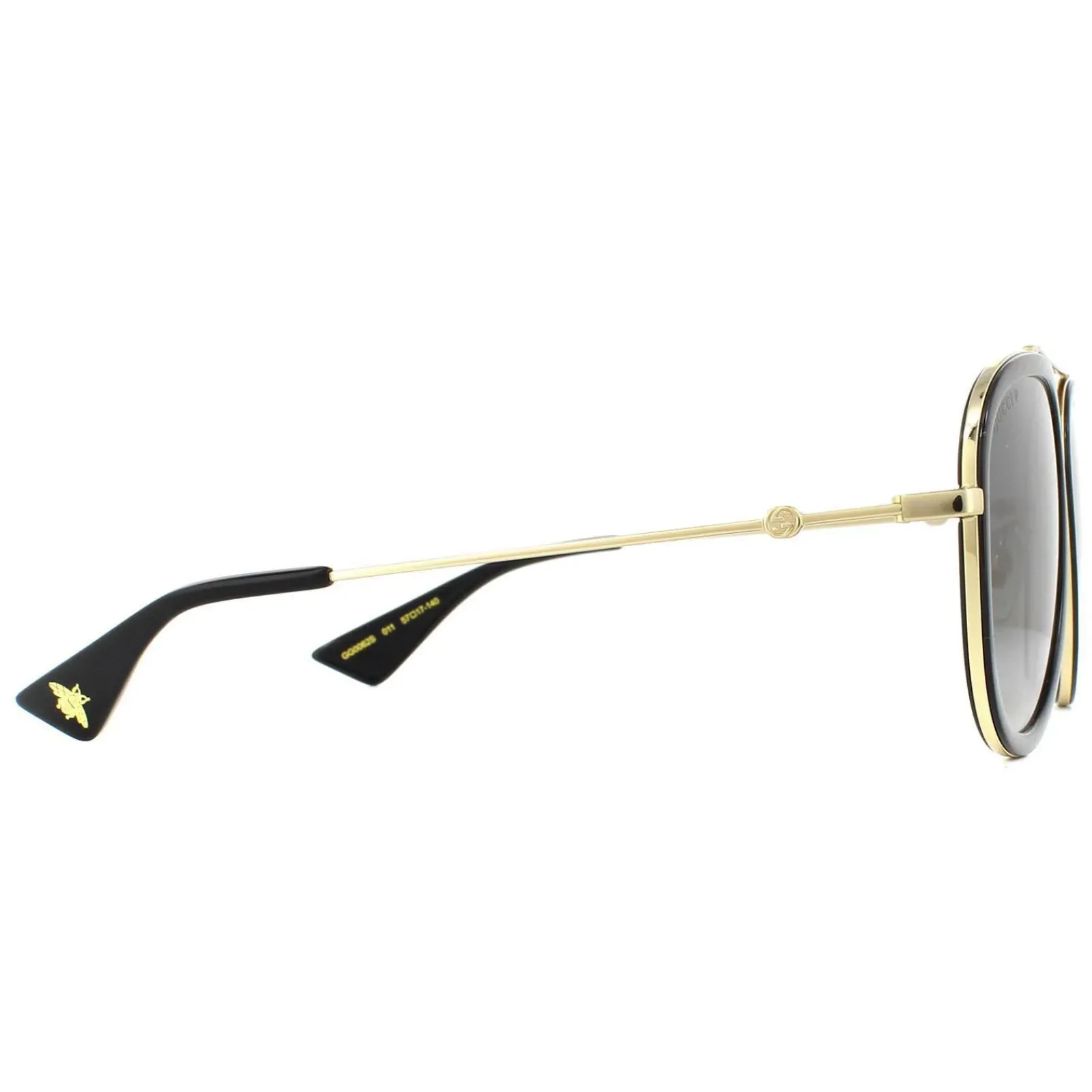 Gucci Gucci|Aviator^Sunglasses GG0062S 011 Black And Gold Grey Gradient Polarized