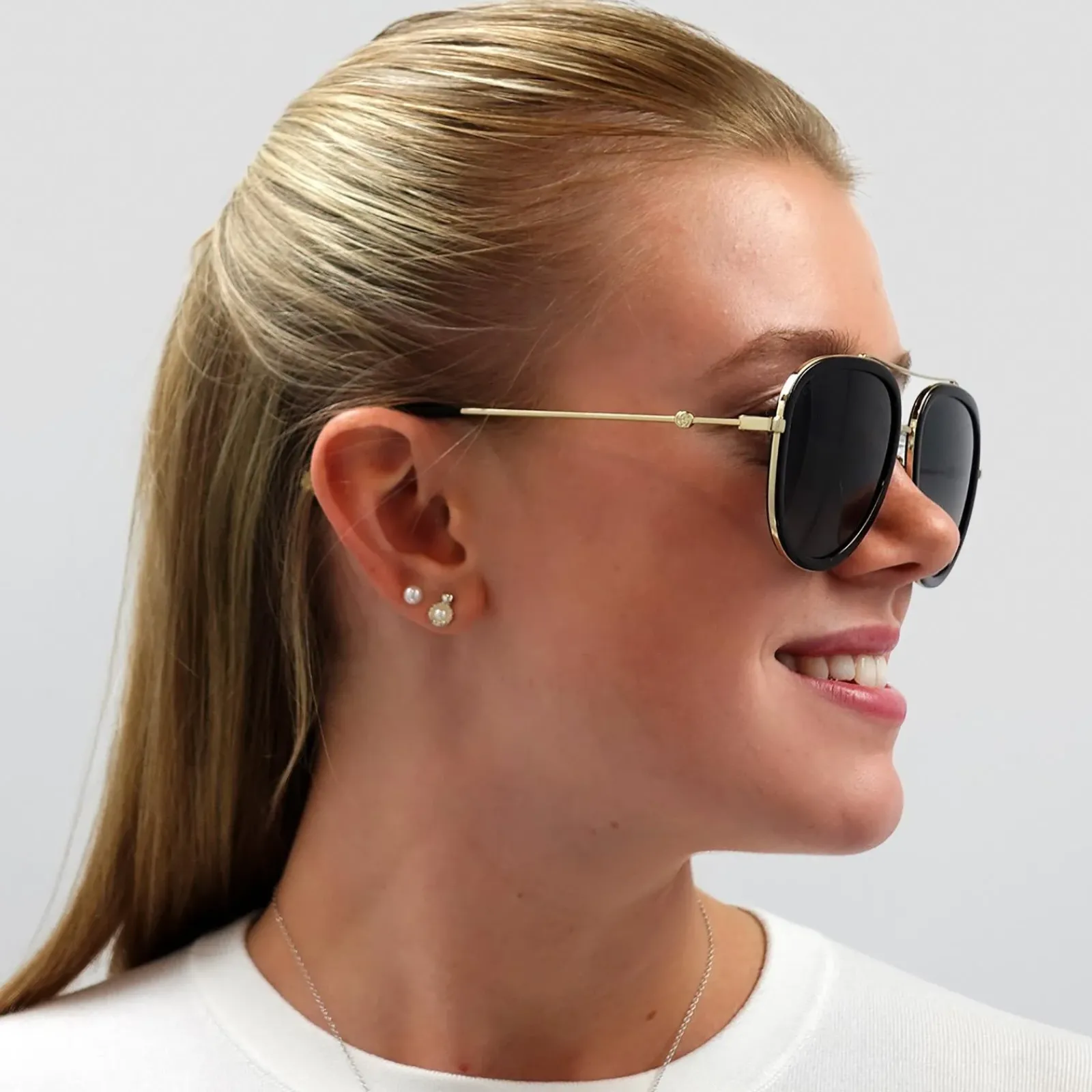 Gucci Gucci|Aviator^Sunglasses GG0062S 011 Black And Gold Grey Gradient Polarized