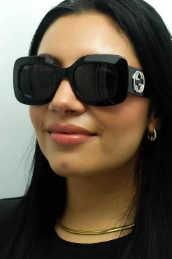 Gucci Gucci|Square^Sunglasses GG1695S 001 Black with Silver Grey