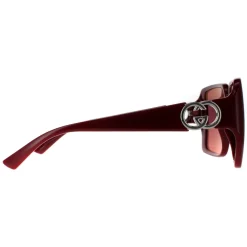 Gucci Gucci|Square^Sunglasses GG1692S 005 Black with Gold Dusky Pink w Logo Mirror