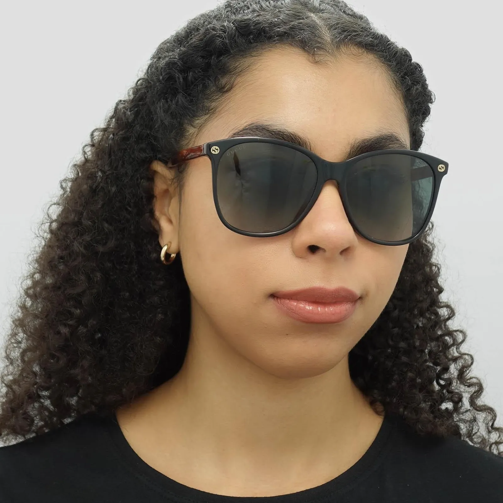 Gucci Square|Gucci^Sunglasses GG0024S 003 Black Brown Grey Gradient