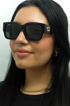 Gucci Square|Gucci^Sunglasses GG1663S 001 Black with Havana Grey