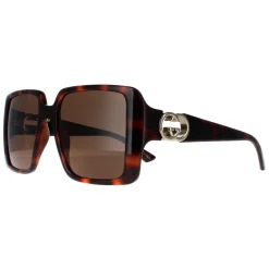 Gucci Gucci|Square^Sunglasses GG1692S 002 Dark Havana with Gold Dark Brown