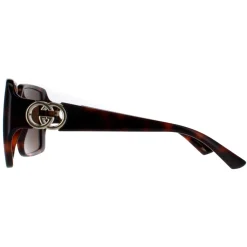 Gucci Gucci|Square^Sunglasses GG1692S 002 Dark Havana with Gold Dark Brown