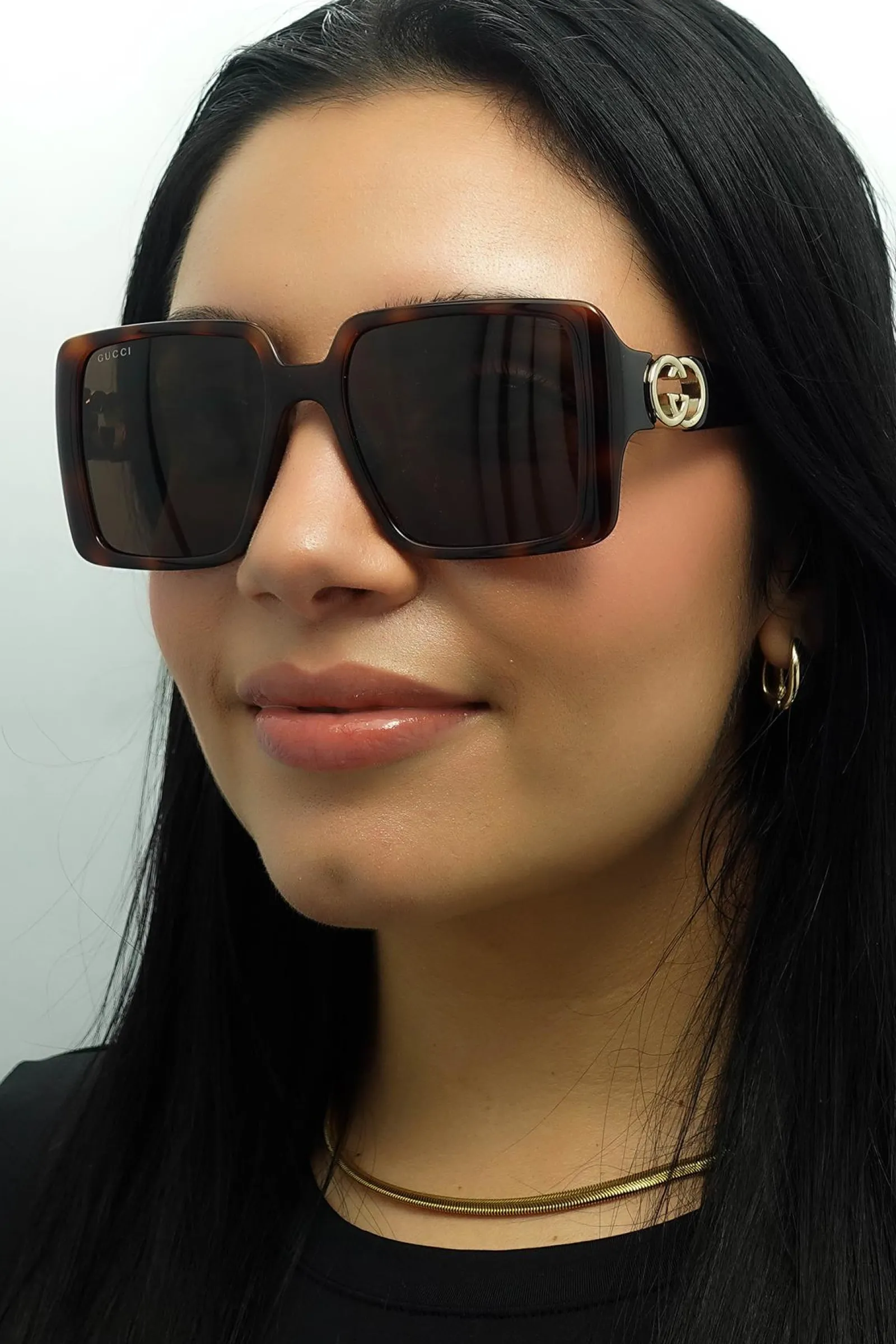 Gucci Gucci|Square^Sunglasses GG1692S 002 Dark Havana with Gold Dark Brown