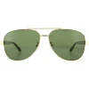 Gucci Aviator|Gucci^Sunglasses GG0528S 009 Gold and Havana Crystal Green