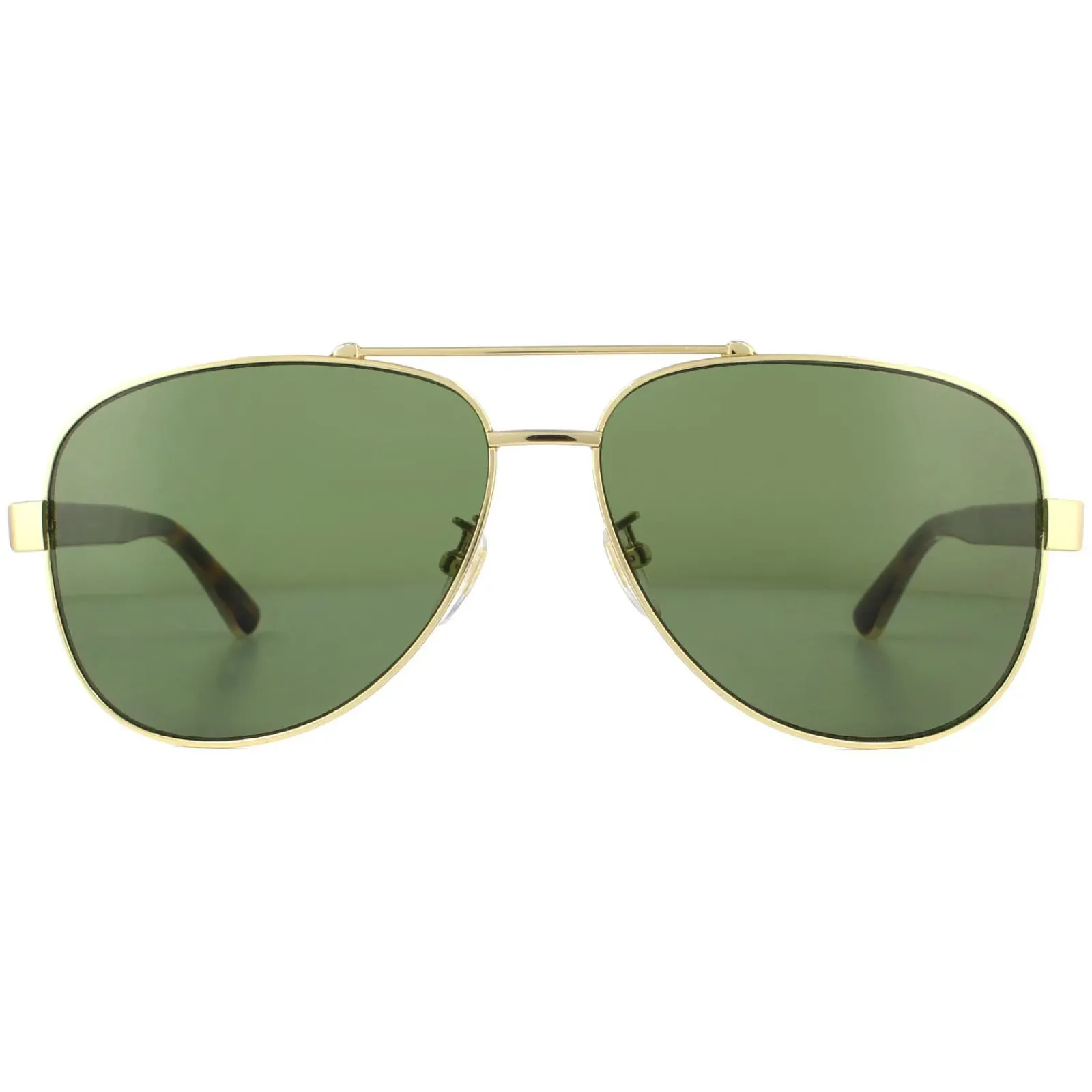Gucci Aviator|Gucci^Sunglasses GG0528S 009 Gold and Havana Crystal Green