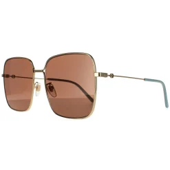 Gucci Square|Gucci^Sunglasses GG0443S 002 Gold Brown
